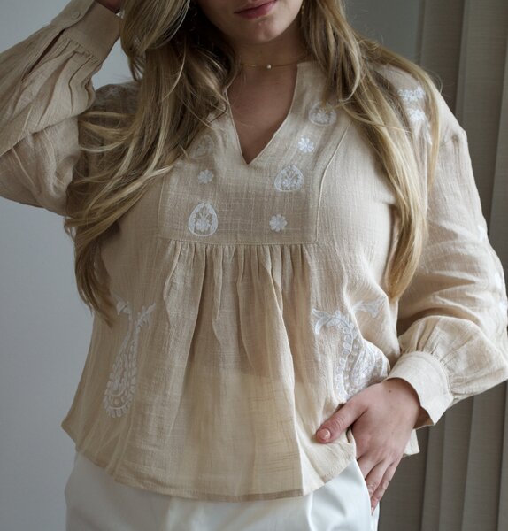 Beige linen blouse