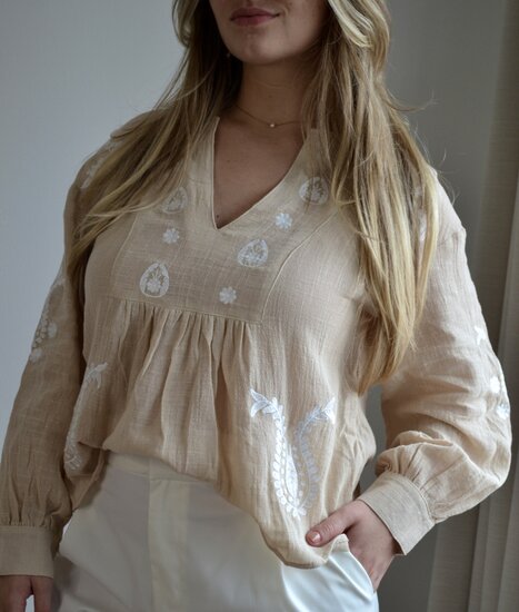 Beige linen blouse