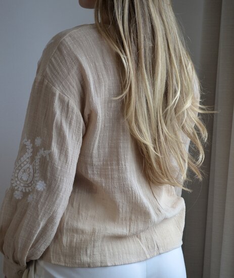 Beige linen blouse