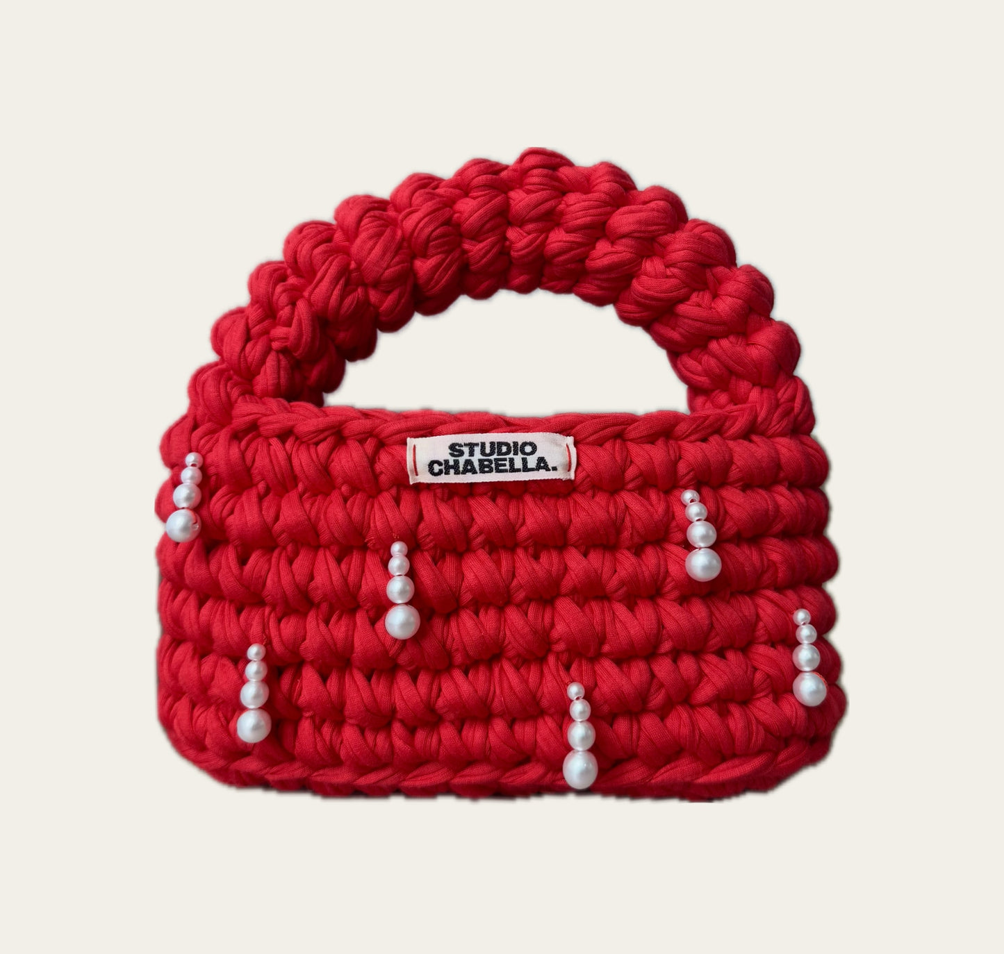 Cherry pearl loop hand bag